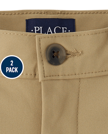 Pantalones chinos ajustados de secado rápido para uniforme para niños, paquete de 2