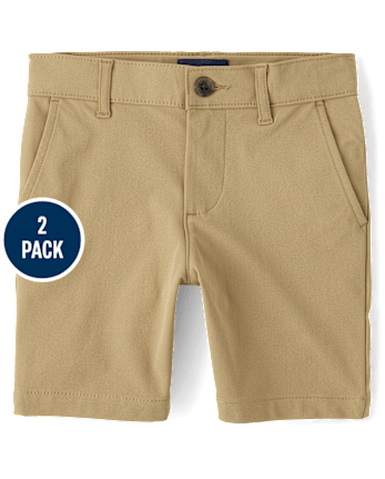 Paquete de 2 pantalones cortos chinos uniformes de secado rápido para niños