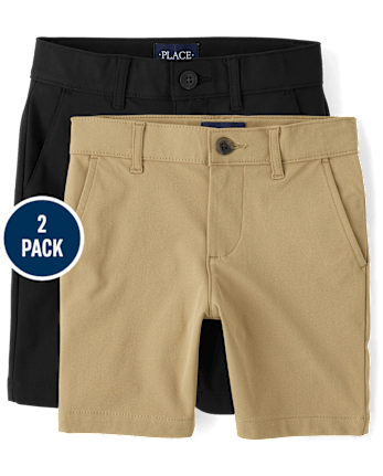 Paquete de 2 pantalones cortos chinos uniformes de secado rápido para niños