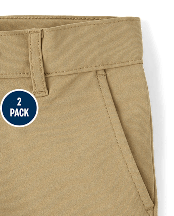 Paquete de 2 pantalones cortos chinos uniformes de secado rápido para niños