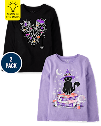 Girls Glow Halloween Graphic Tee 2-Pack