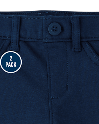 Girls Uniform Ponte Knit Pull On Flare Pants 2-Pack