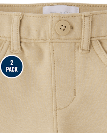 Girls Uniform Ponte Knit Pull On Flare Pants 2-Pack