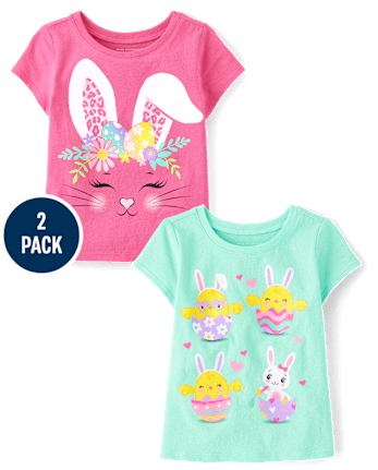 Baby And Toddler Girls Easter Graphic Tee 2-Pack