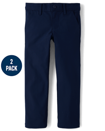 Girls Uniform Quick Dry Skinny Chino Pants 2-Pack
