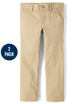 Girls Uniform Quick Dry Skinny Chino Pants 2-Pack