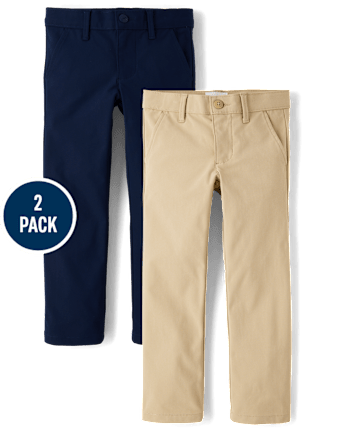 Girls Uniform Quick Dry Skinny Chino Pants 2-Pack
