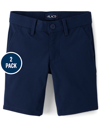 Girls Uniform Quick Dry Chino Shorts 2-Pack