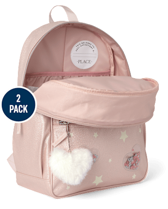 Girls Shakey Heart Backpack 2-Piece Set