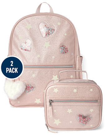 Girls Shakey Heart Backpack 2-Piece Set