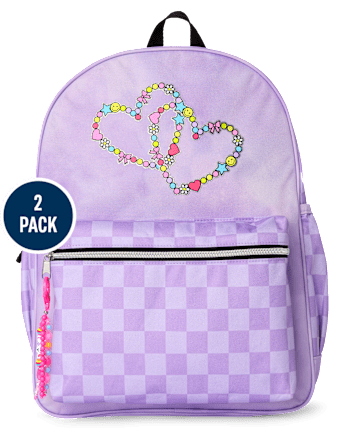Girls Friendship Bracelet Checkered Backpack 2-Piece Set