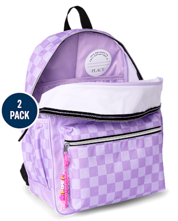 Girls Friendship Bracelet Checkered Backpack 2-Piece Set