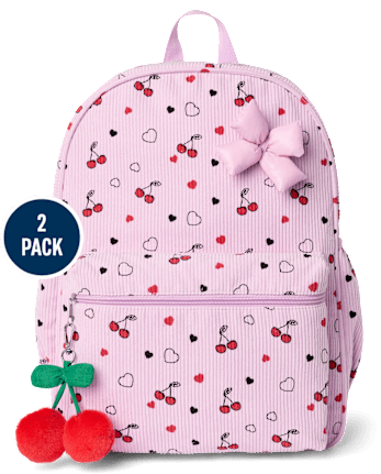 Girls Cherry Corduroy Backpack 2-Piece Set