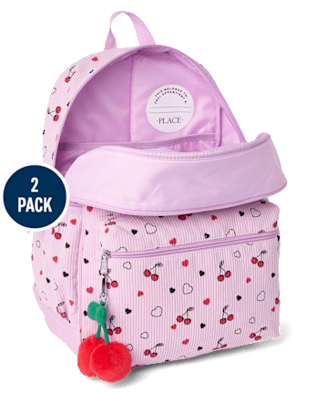 Girls Cherry Corduroy Backpack 2-Piece Set