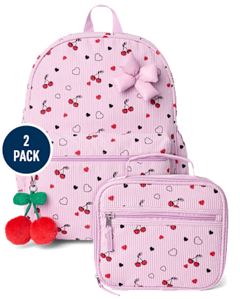 Girls Cherry Corduroy Backpack 2-Piece Set