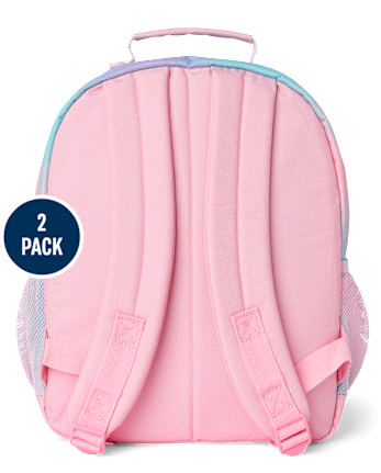 Toddler Girls Ombre Embroidered Patch Backpack 2-Piece Set