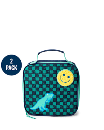 Toddler Boys Checkered Embroidered Patch Backpack 2-Piece Set