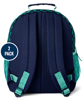 Toddler Boys Checkered Embroidered Patch Backpack 2-Piece Set