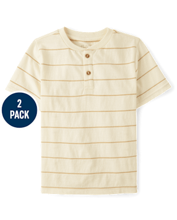 Boys Striped Textured Henley Tee 2-Pack
