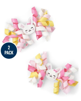 Girls Bunny Curly Hair Clips - Spring Celebrations