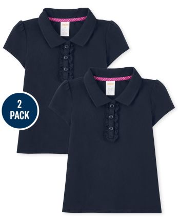 Girls Ruffle Polo with Stain Resistance 2-Pack - Uniform