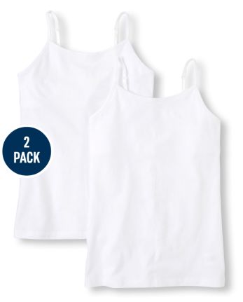 Petit Bateau girls white tank tops with shoulder straps Pack of 2