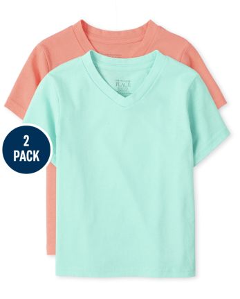 Baby And Toddler Boys Short Sleeve V Neck Top 2 Pack The Children S Place S D Mellow Aqua