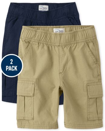 Boys Uniform Pull On Cargo Shorts 2-Pack