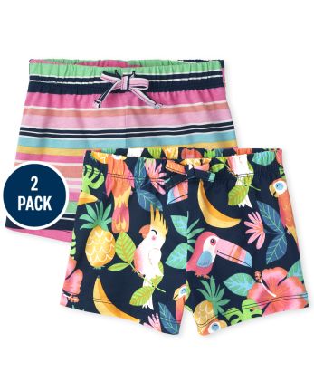 Toddler Girls Tropical Shorts 2-Pack