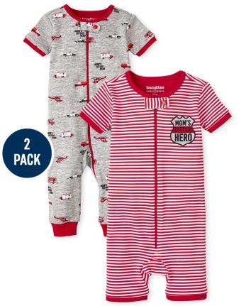 Baby And Toddler Boys First Responders Snug Fit Cotton One Piece Pajamas 2-Pack