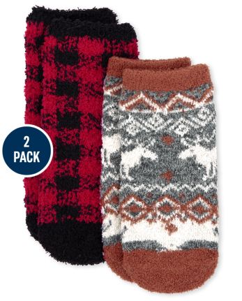 Unisex Toddler Matching Family Buffalo Plaid Cozy Socks 2-Pack