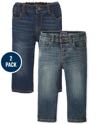 Paquete de 2 jeans rectos elásticos para bebés y niños pequeños