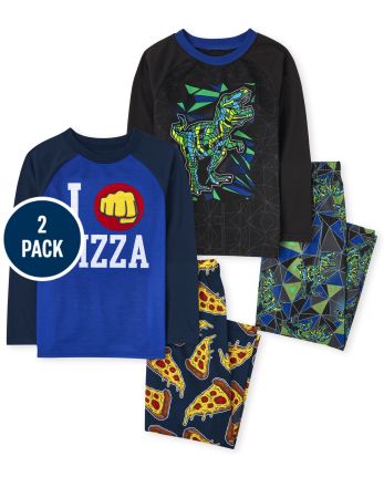 Boys Dino Pizza Pajamas 2-Pack