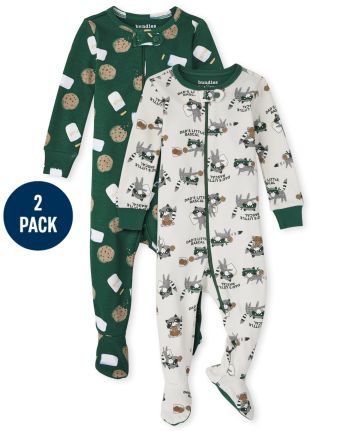 Baby And Toddler Boys Milk And Cookies Snug Fit Cotton One Piece Pajamas 2-Pack