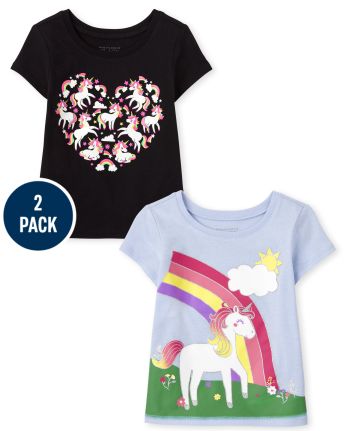 Toddler Girls Unicorn Graphic Tee 2-Pack