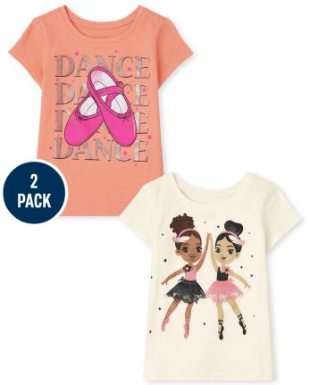 Baby And Toddler Girls Dance Graphic Tee 2-Pack