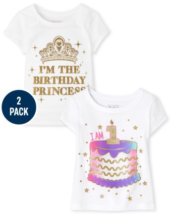 Toddler Girls 1st Birthday Graphic Tee 2-Pack
