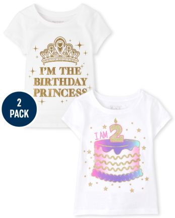 Toddler Girls 2nd Birthday Graphic Tee 2-Pack