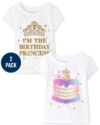 Toddler Girls 3rd Birthday Graphic Tee 2-Pack