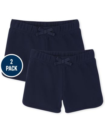 Paquete de 2 pantalones cortos de rizo francés activo de uniforme para niñas