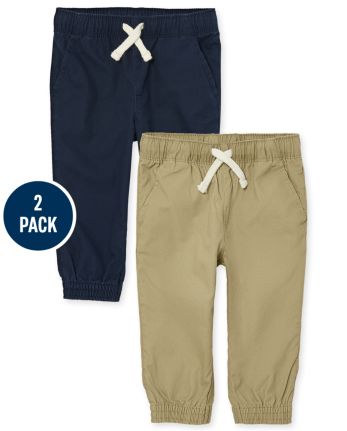 Toddler Boys Uniform Stretch Pull On Jogger Pants 2-Pack