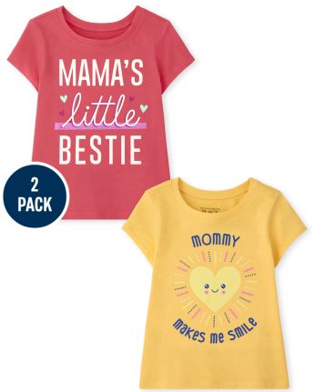 Paquete de 2 camisetas con estampado de mamá para bebés y niñas pequeñas
