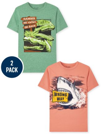 Pack de 2 camisetas con estampado de animales para niños