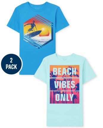 Pack de 2 camisetas con gráfico de surf para niños