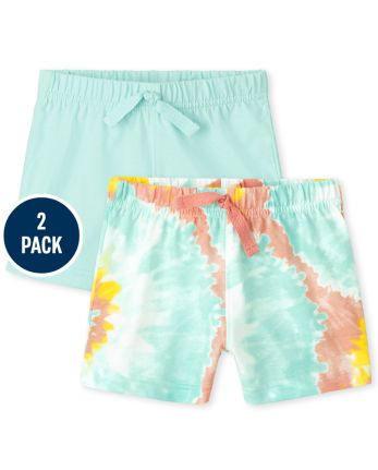Pack de 2 pantalones cortos unisex con efecto tie dye para bebé