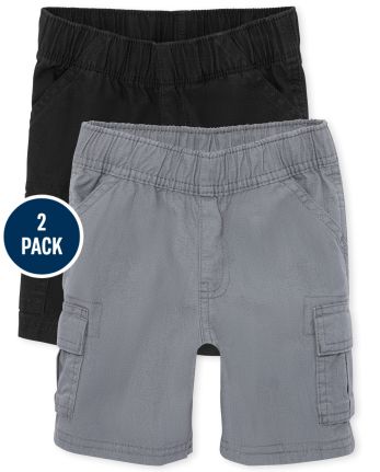 Paquete de 2 pantalones cortos tipo cargo de uniforme para niños pequeños