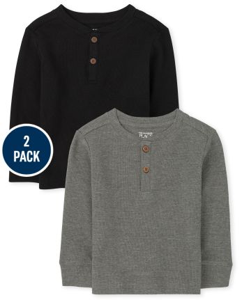 Toddler Boys Thermal Henley Top 2-Pack