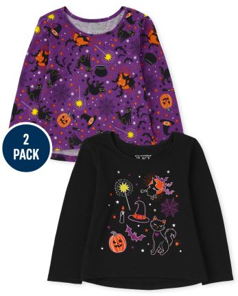 Paquete de 2 tops altos y bajos de Halloween para niñas pequeñas
