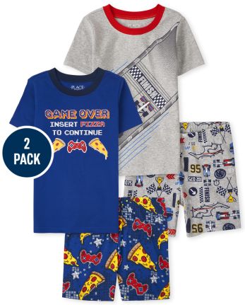 Pijama de algodón de ajuste ceñido Glow Gamer y Racecar para niños