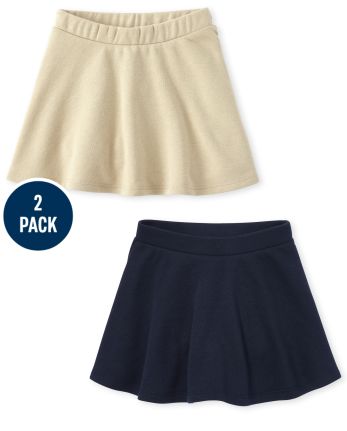 Toddler Girls Uniform Active French Terry Skort 2-Pack
